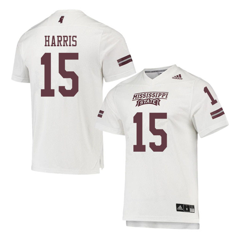 Men #15 Jack Harris Mississippi State Bulldogs College Football Jerseys Sale-White - Click Image to Close